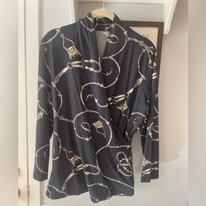 J. McGlaughlin Equestrian print crossover top size M